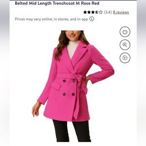 Allegra K Belted Mid-length Trench-coat NWT